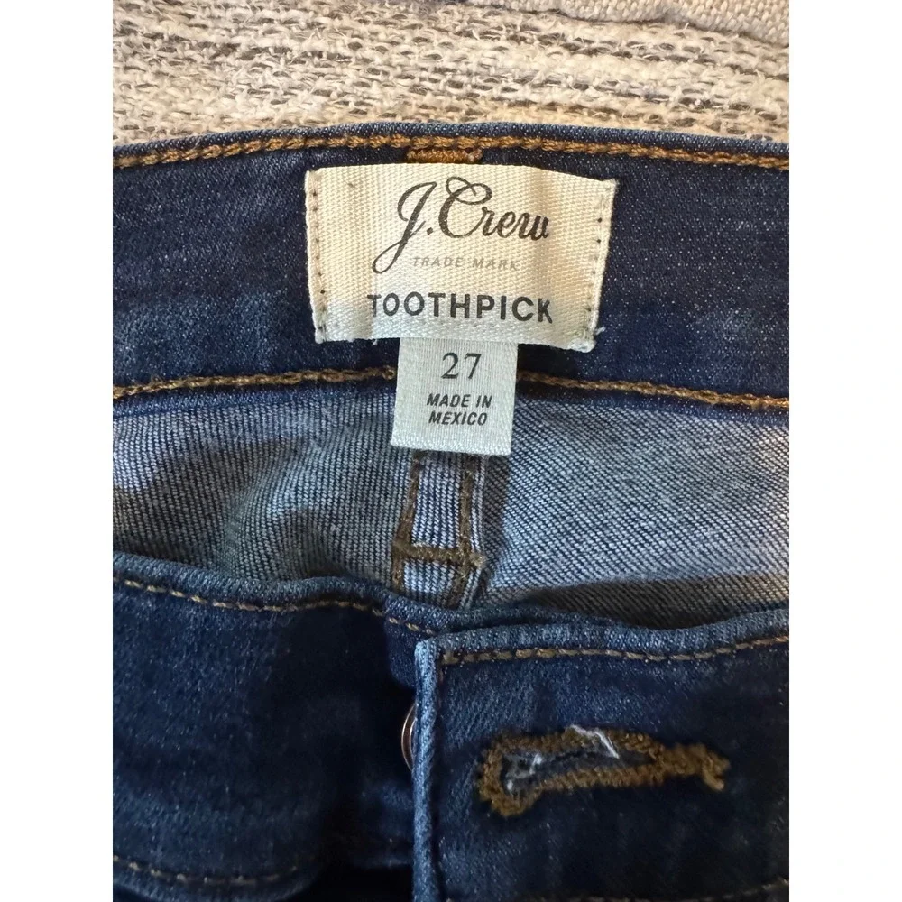 J.Crew Classic Preppy Toothpick Skinny Jeans Dark Wash  Stretch Denim Size 27